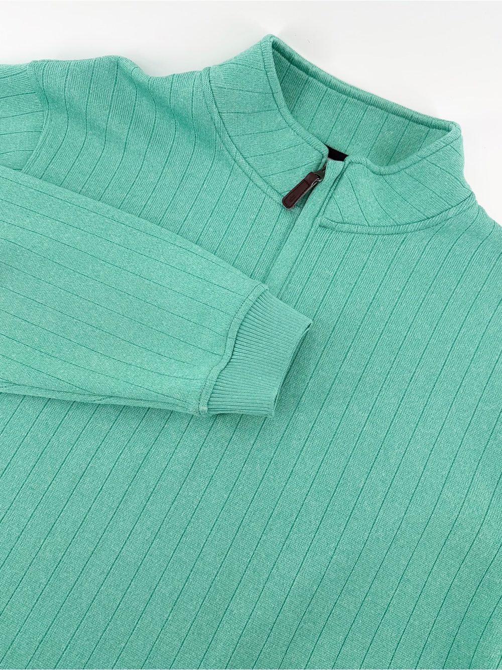 FootJoy Heather Spearmint Drop Needle Quarter Zip Golf Pullover Sweater Mens L